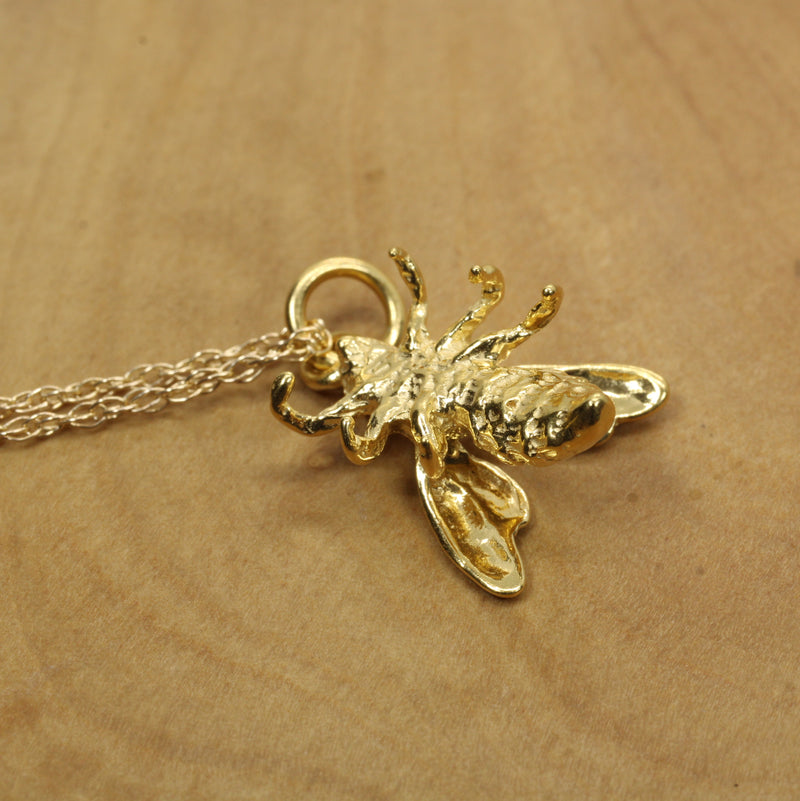 Honeybee Necklace in Actual Size made in 14kt gold vermeil for a beekeeper