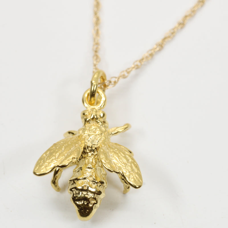 Honeybee Necklace in Actual Size made in 14kt gold vermeil for a beekeeper