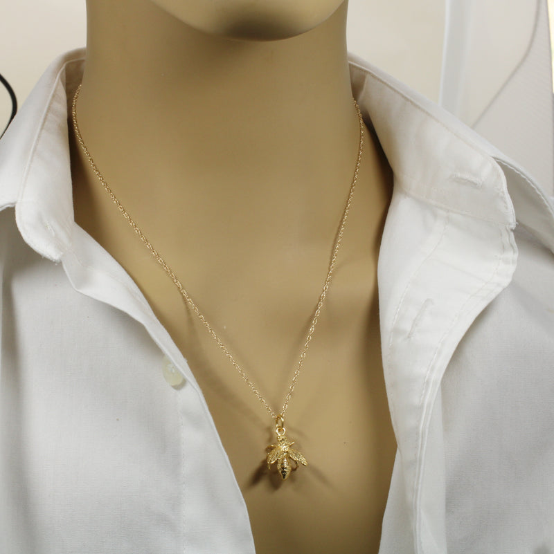 Honeybee Necklace in Actual Size made in 14kt gold vermeil for a beekeeper