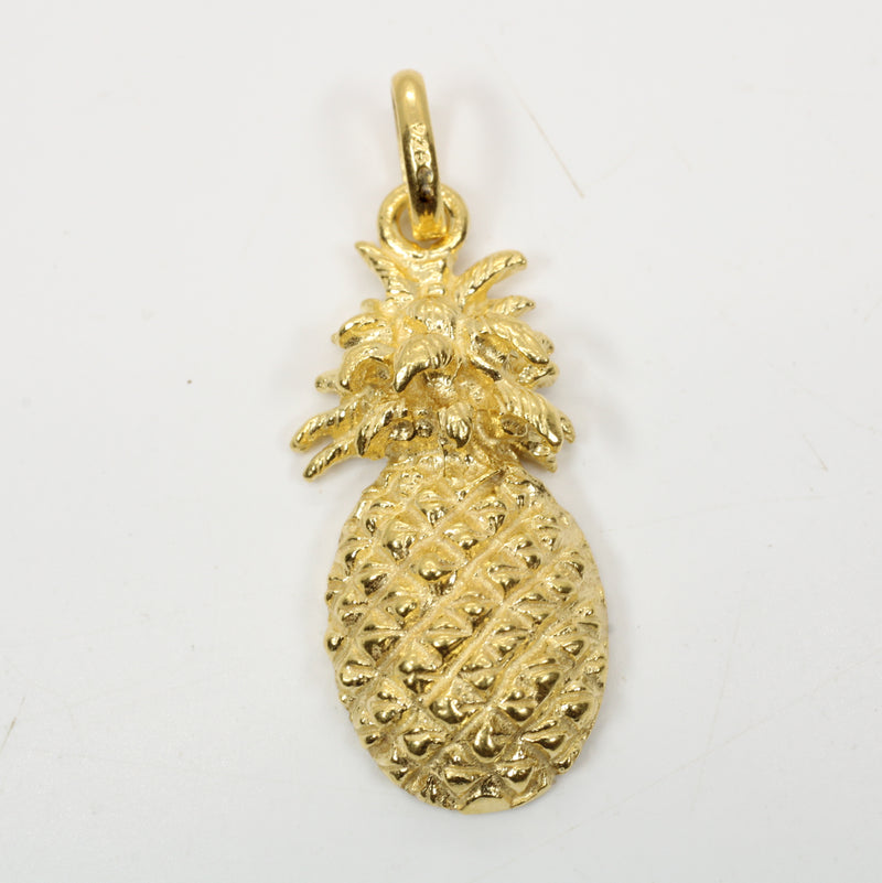 Large Gold Pineapple Necklace for him or her made in 14kt gold vermeil