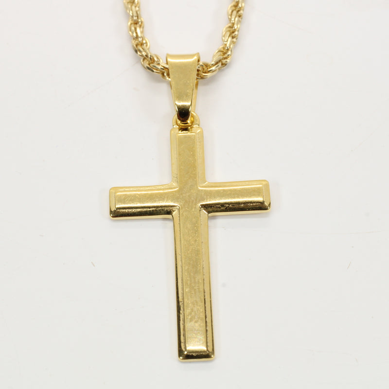 Large Gold Cross Necklace for him or her made in 14kt gold vermeil, CR 203