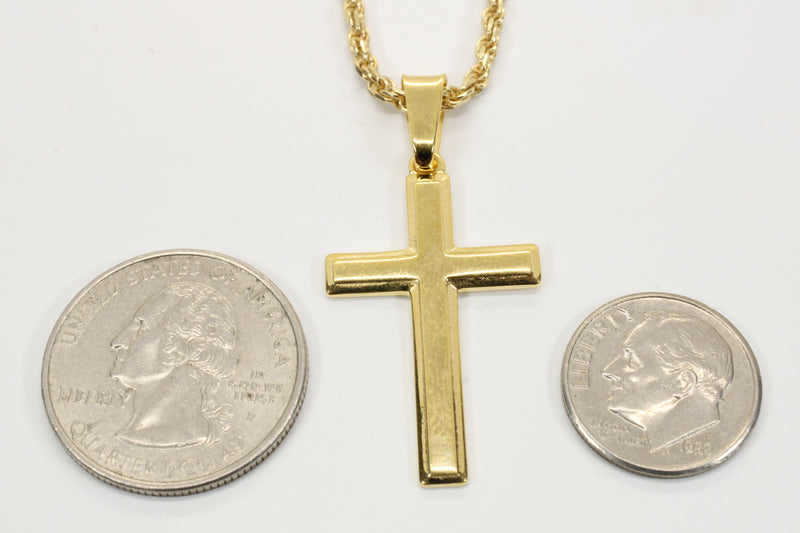 Large Gold Cross Necklace for him or her made in 14kt gold vermeil, CR 203