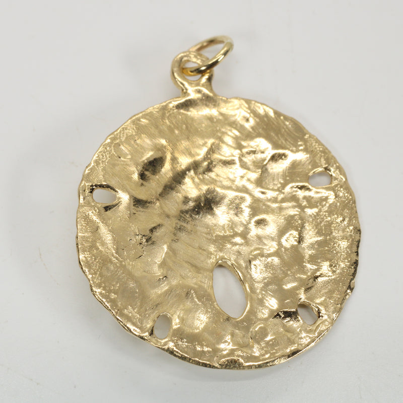 Large Real Gold Sand Dollar Necklace made in solid 14kt gold