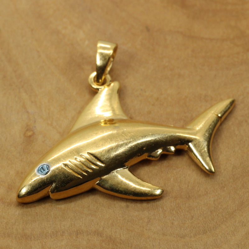 Gold Mako Shark Necklace for him or her made in 14kt gold vermeil