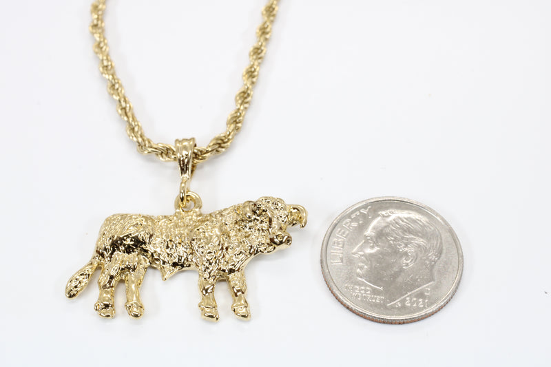 Large Prize Gold Hereford Bull Necklace in 14kt Gold Vermeil