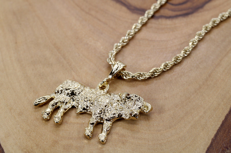 Large Prize Gold Hereford Bull Necklace in 14kt Gold Vermeil