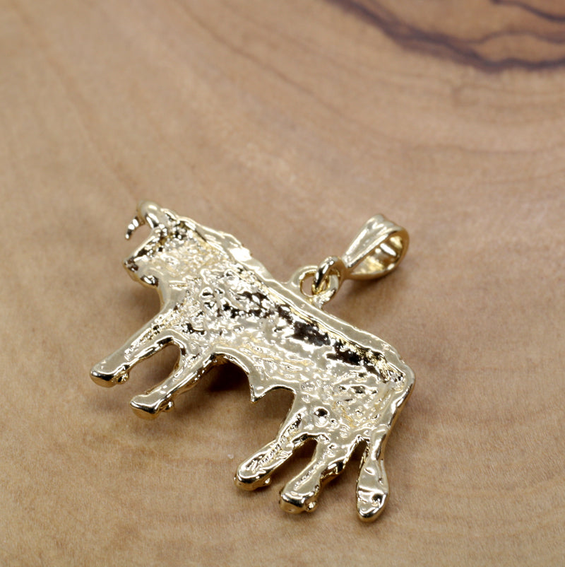 Large Prize Gold Hereford Bull Necklace in 14kt Gold Vermeil