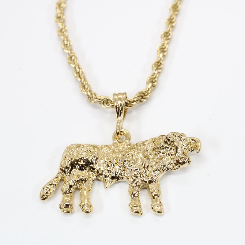 Large Prize Gold Hereford Bull Necklace in 14kt Gold Vermeil