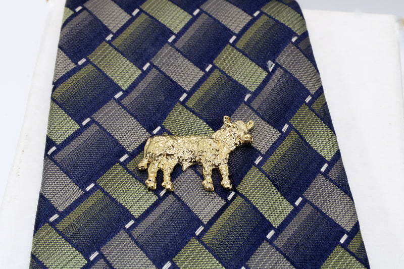 Show Hereford Steer Tie Tack or Pin in 14kt Gold Vermeil for Him or Her