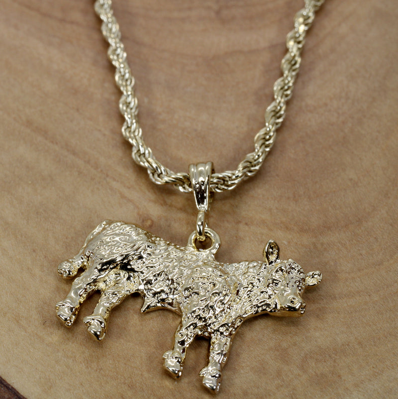 Large Show Hereford Steer Necklace in 14kt Gold Vermeil for Him or Her