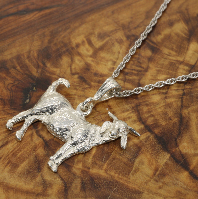 Large Silver Boer Goat Necklace for Her Made In 925 Sterling Silver