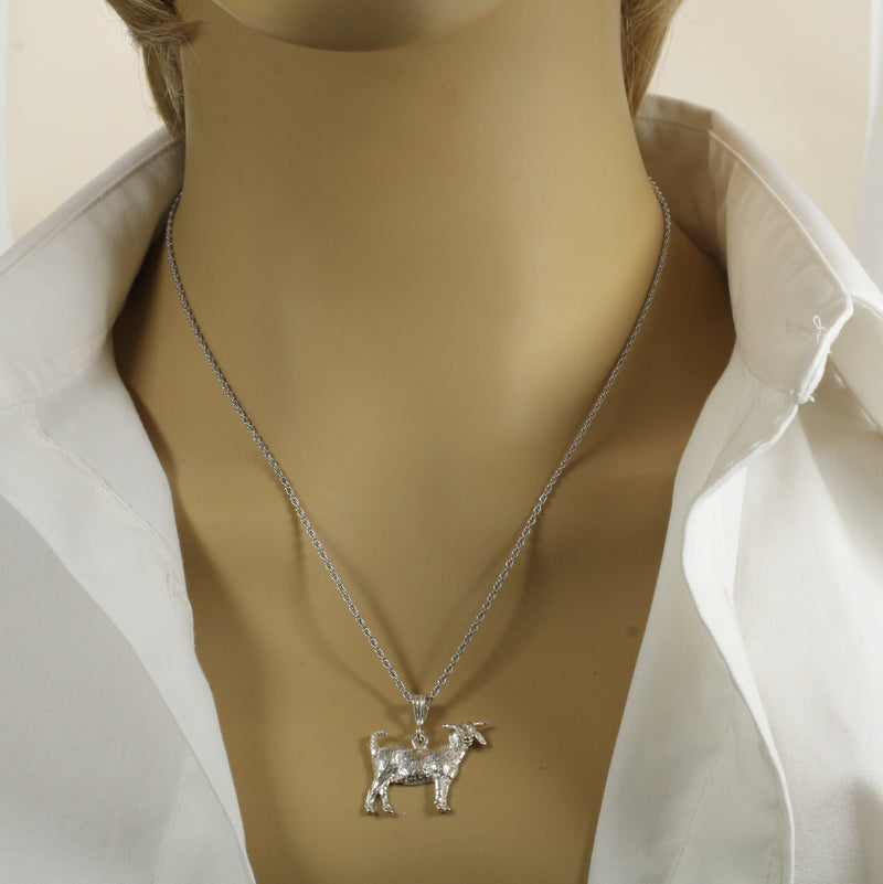 Large Silver Boer Goat Necklace for Her Made In 925 Sterling Silver