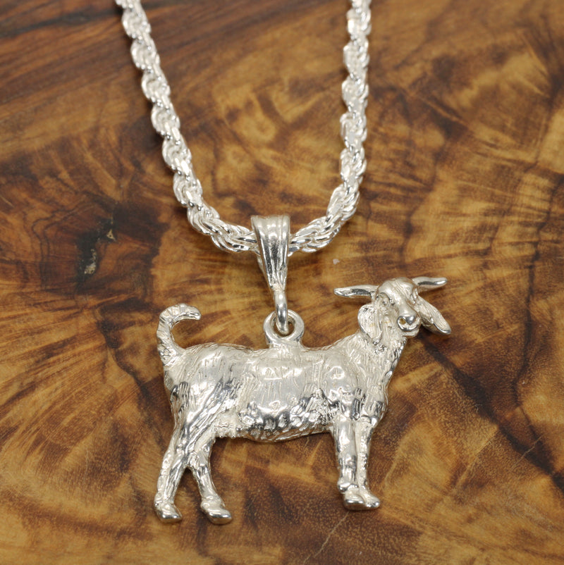 Large Silver Boer Goat Necklace for Her Made In 925 Sterling Silver