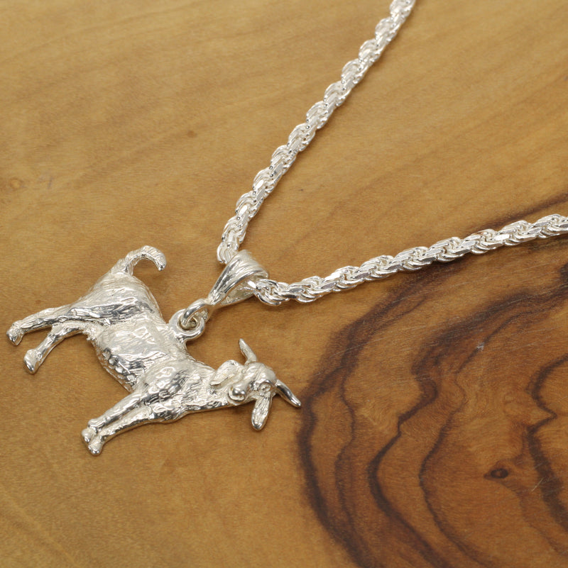 Large Silver Boer Goat Necklace for Her Made In 925 Sterling Silver
