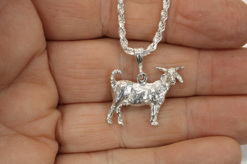 Large Silver Boer Goat Necklace for Her Made In 925 Sterling Silver