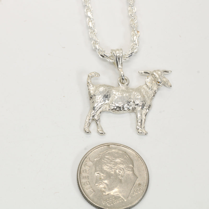 Large Silver Boer Goat Necklace for Her Made In 925 Sterling Silver