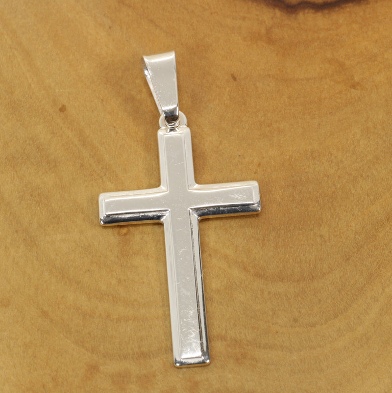 Large Silver Cross Necklace for him or her made in 925 Sterling Silver