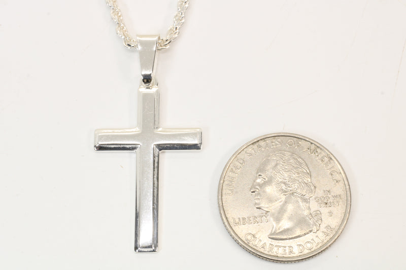Large Silver Cross Necklace for him or her made in 925 Sterling Silver