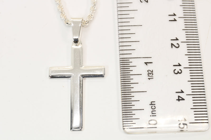Large Silver Cross Necklace for him or her made in 925 Sterling Silver