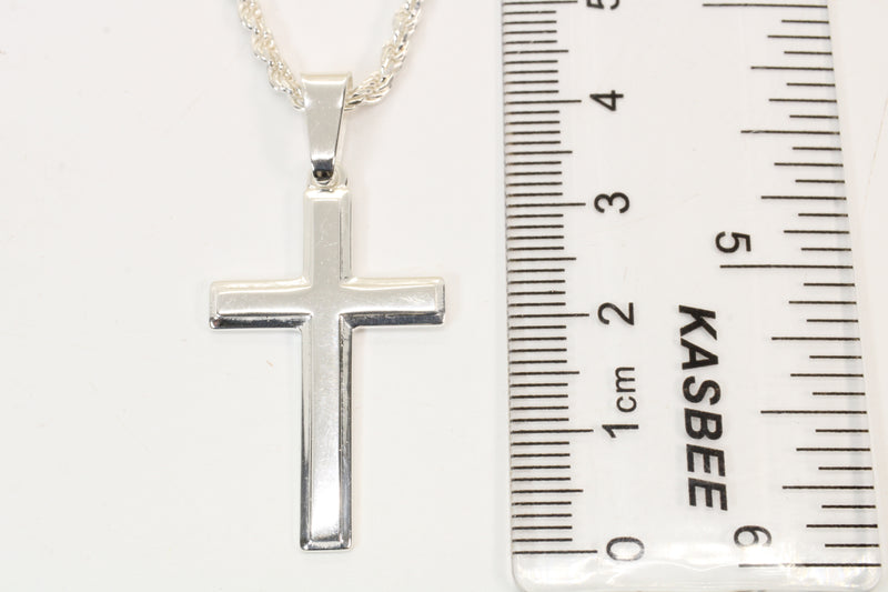 Large Silver Cross Necklace for him or her made in 925 Sterling Silver