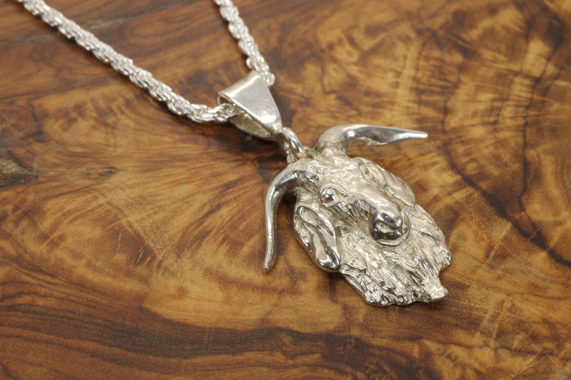 Large G.O.A.T. goat Head Necklace made in 925 Sterling Silver for him or her