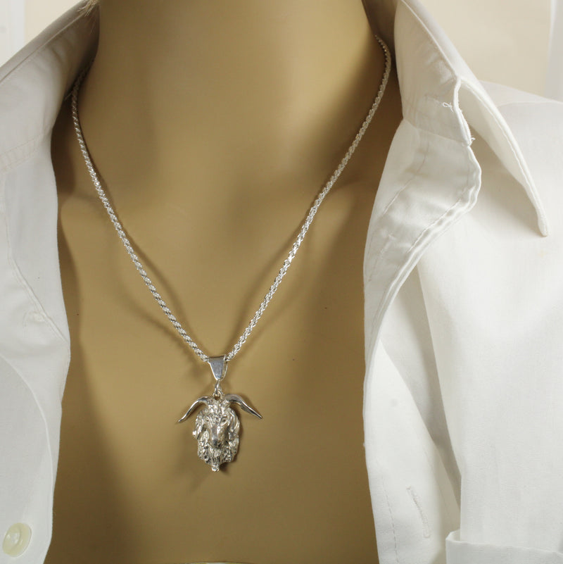 Large G.O.A.T. goat Head Necklace made in 925 Sterling Silver for him or her