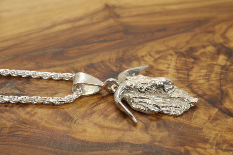 Large G.O.A.T. goat Head Necklace made in 925 Sterling Silver for him or her