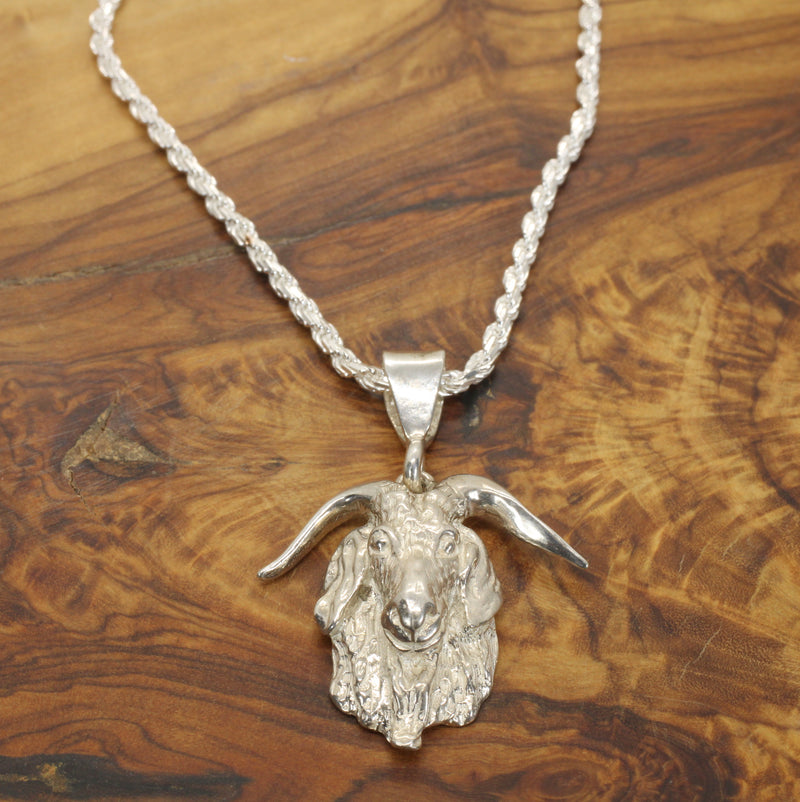 Large G.O.A.T. goat Head Necklace made in 925 Sterling Silver for him or her