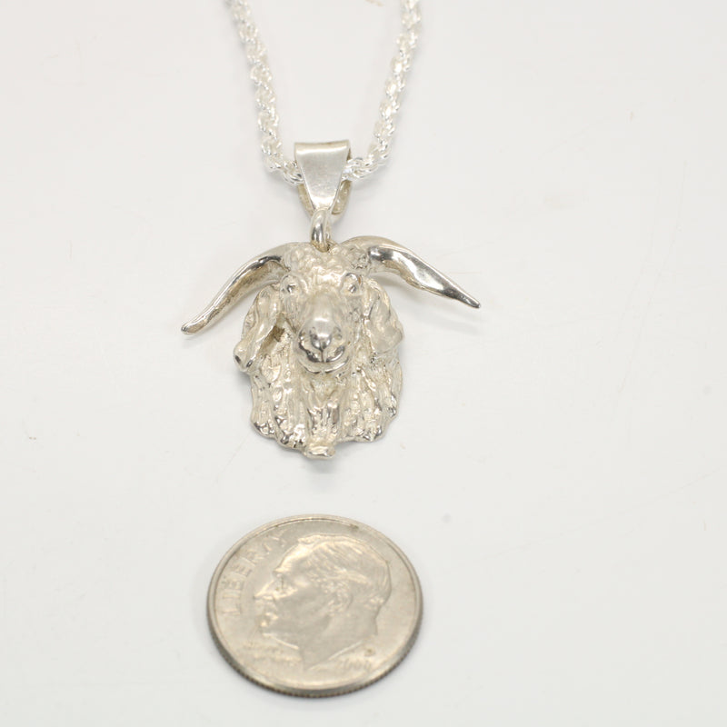 Large G.O.A.T. goat Head Necklace made in 925 Sterling Silver for him or her
