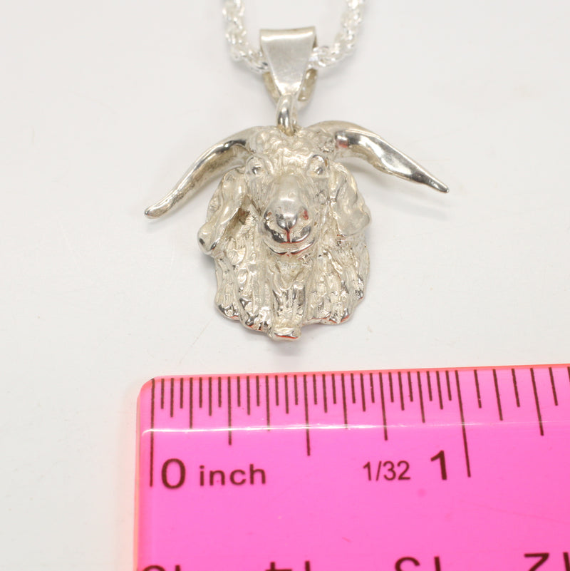 Large G.O.A.T. goat Head Necklace made in 925 Sterling Silver for him or her
