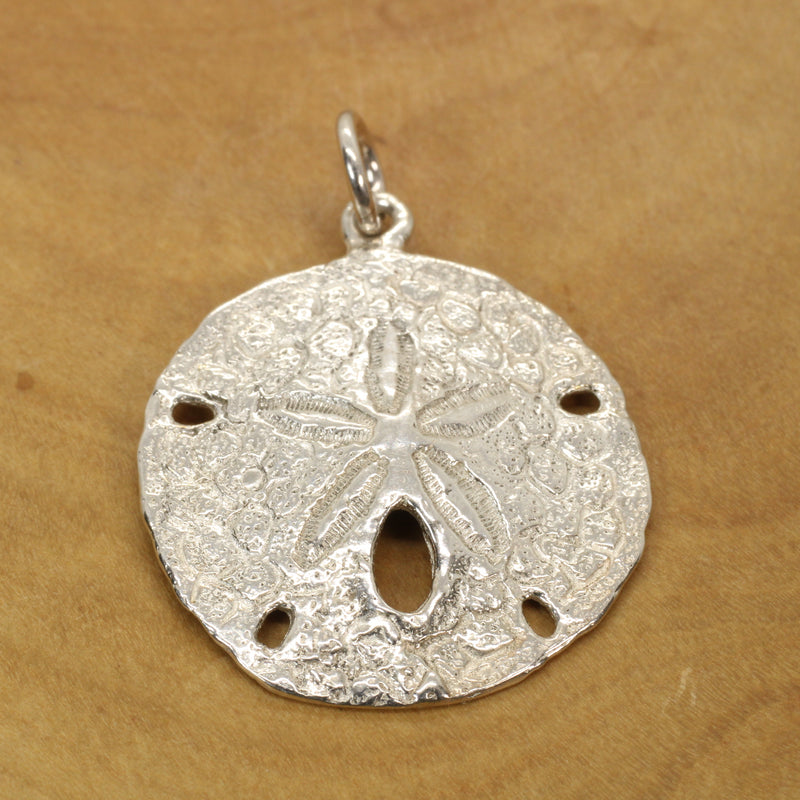 Large Sand Dollar Necklace made in 925 Sterling Silver for him or her
