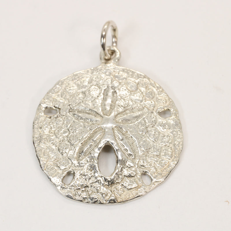Large Sand Dollar Necklace made in 925 Sterling Silver for him or her