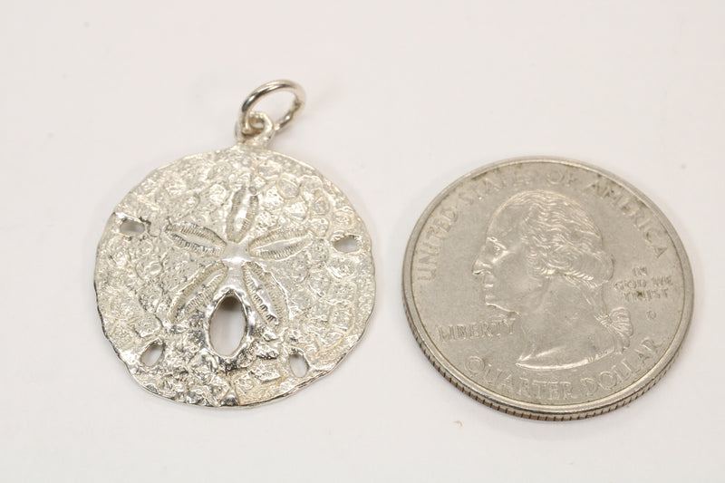 Large Sand Dollar Necklace made in 925 Sterling Silver for him or her