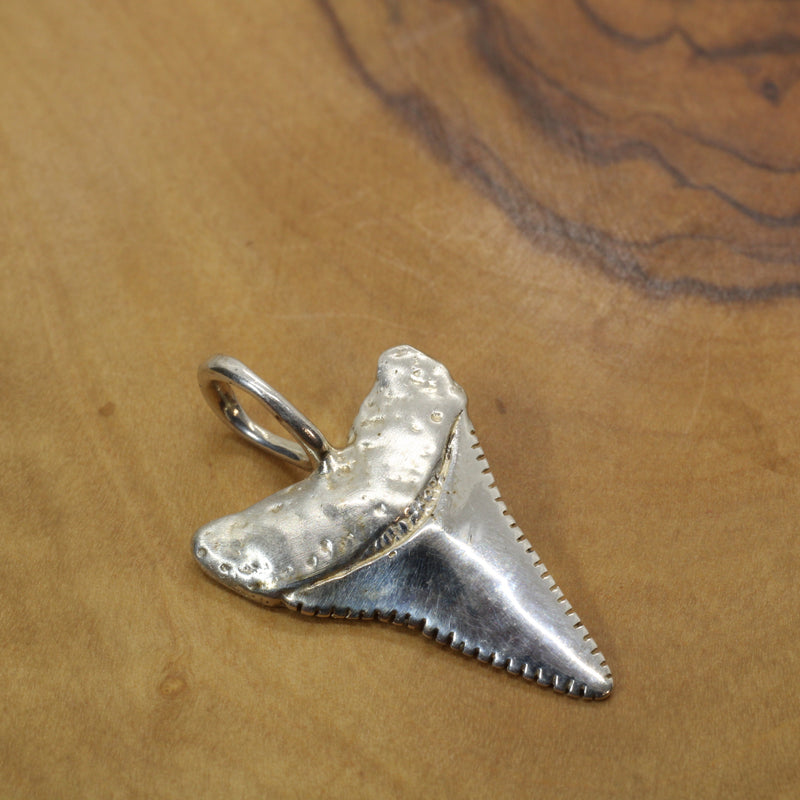 Silver Shark Tooth Necklace with large loop made in 925 Sterling Silver