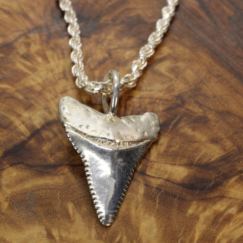 Silver Shark Tooth Necklace with large loop made in 925 Sterling Silver