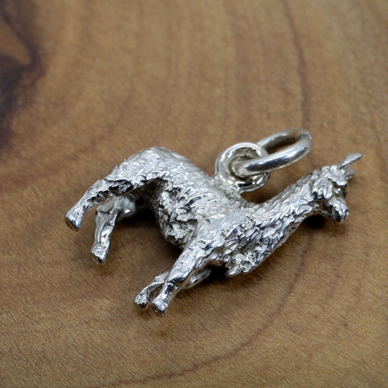 White Gold Llama Charm in small size for her made in 14kt white gold