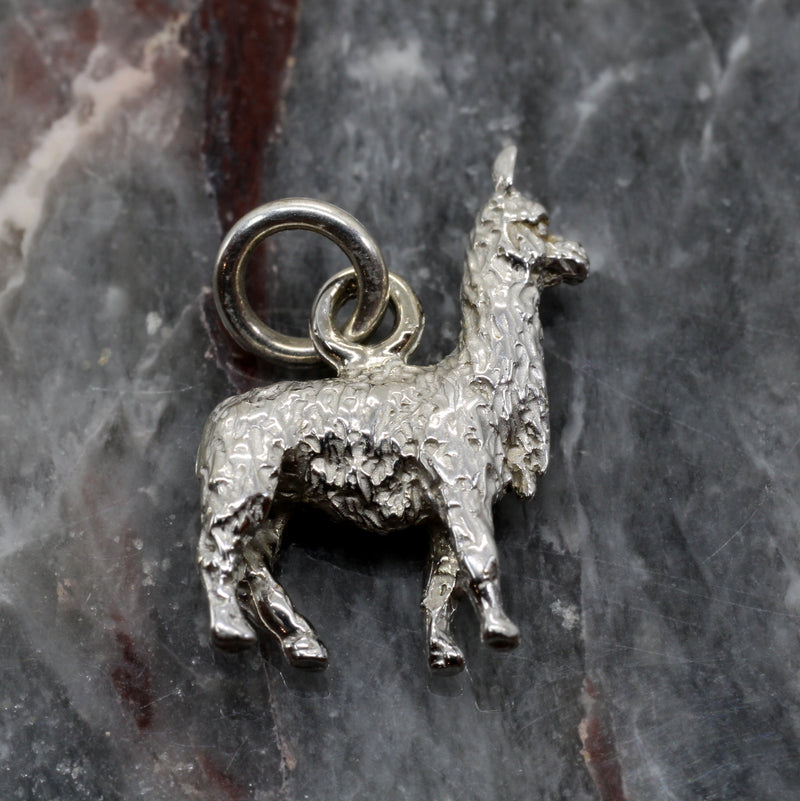 White Gold Llama Charm in small size for her made in 14kt white gold
