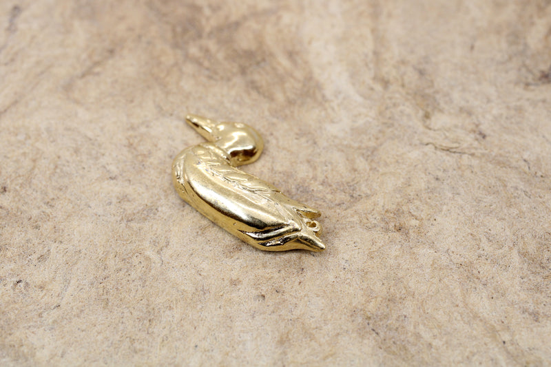 Gold Mallard Duck Tie Tack for him or pin for her made in 14kt gold vermeil