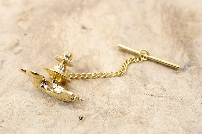 Gold Mallard Duck Tie Tack for him or pin for her made in 14kt gold vermeil