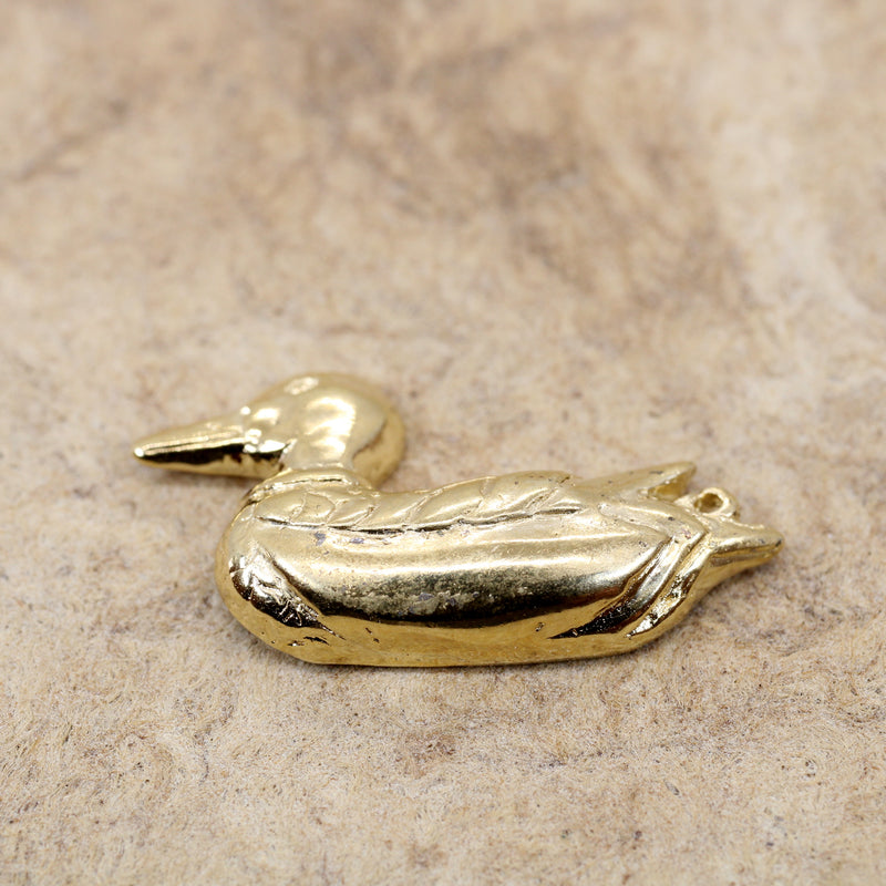 Gold Mallard Duck Tie Tack for him or pin for her made in 14kt gold vermeil