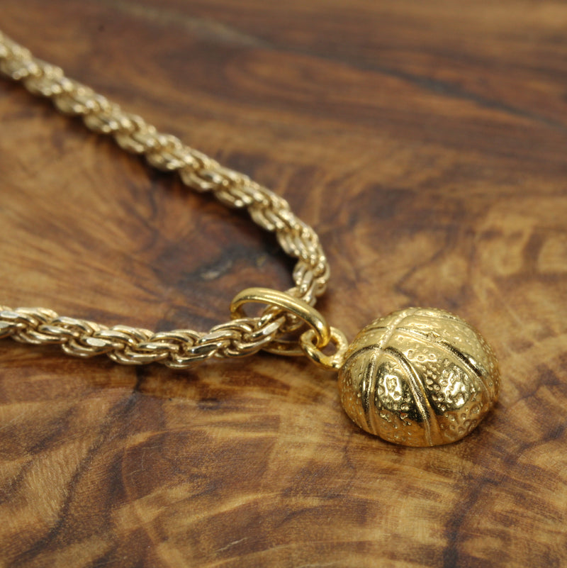 Gold Basketball Necklace in Medium Size made in 14kt gold vermeil