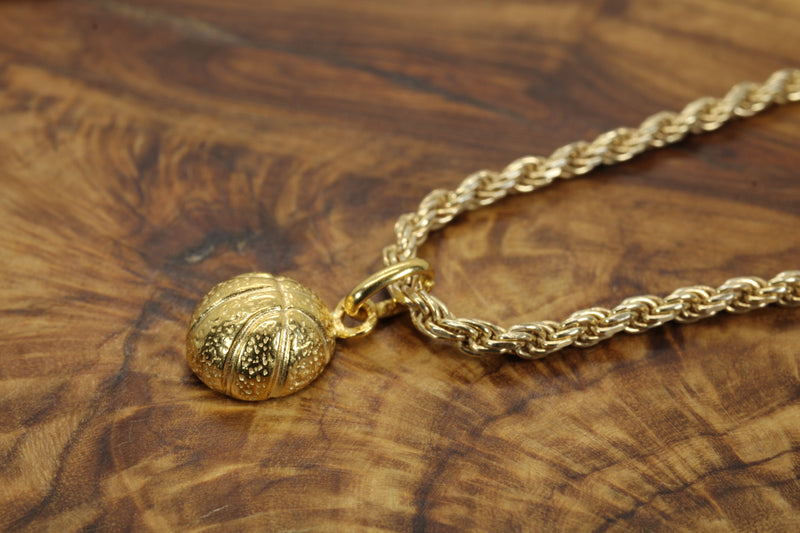 Gold Basketball Necklace in Medium Size made in 14kt gold vermeil