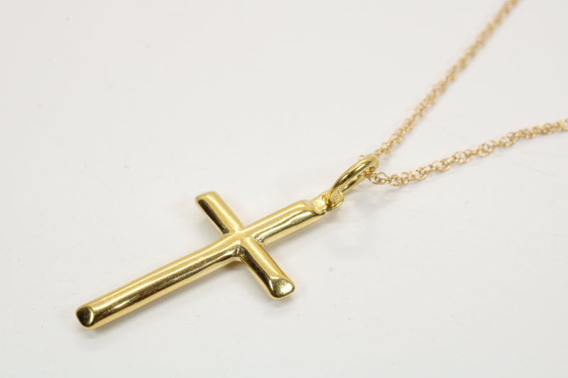 Medium Gold Cross Necklace for him or her made in 14kt gold vermeil, CR 202