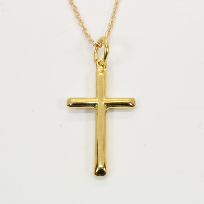 Medium Gold Cross Necklace for him or her made in 14kt gold vermeil, CR 202