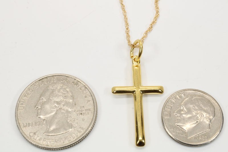 Medium Gold Cross Necklace for him or her made in 14kt gold vermeil, CR 202