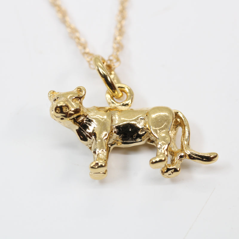 Cougar or Mountain Lion Necklace made in 14kt Gold Vermeil