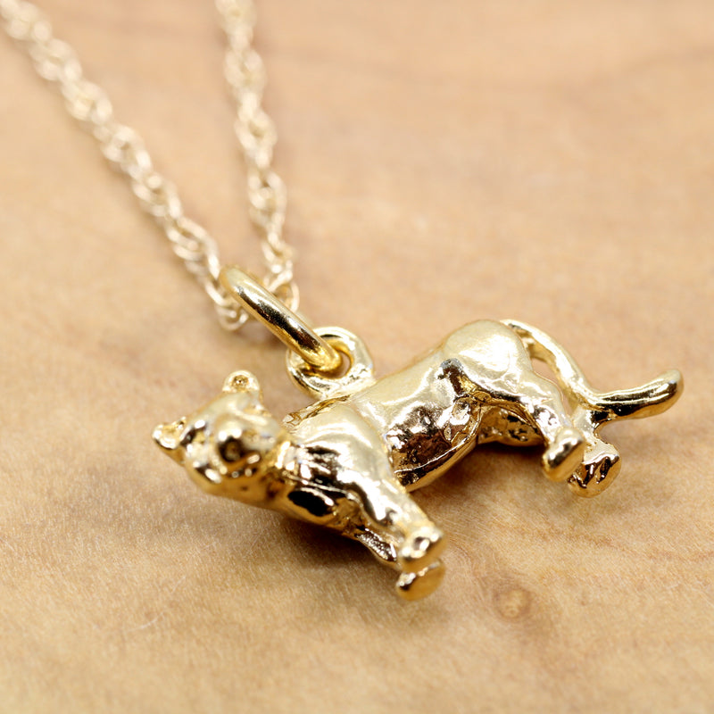 Cougar or Mountain Lion Necklace made in 14kt Gold Vermeil