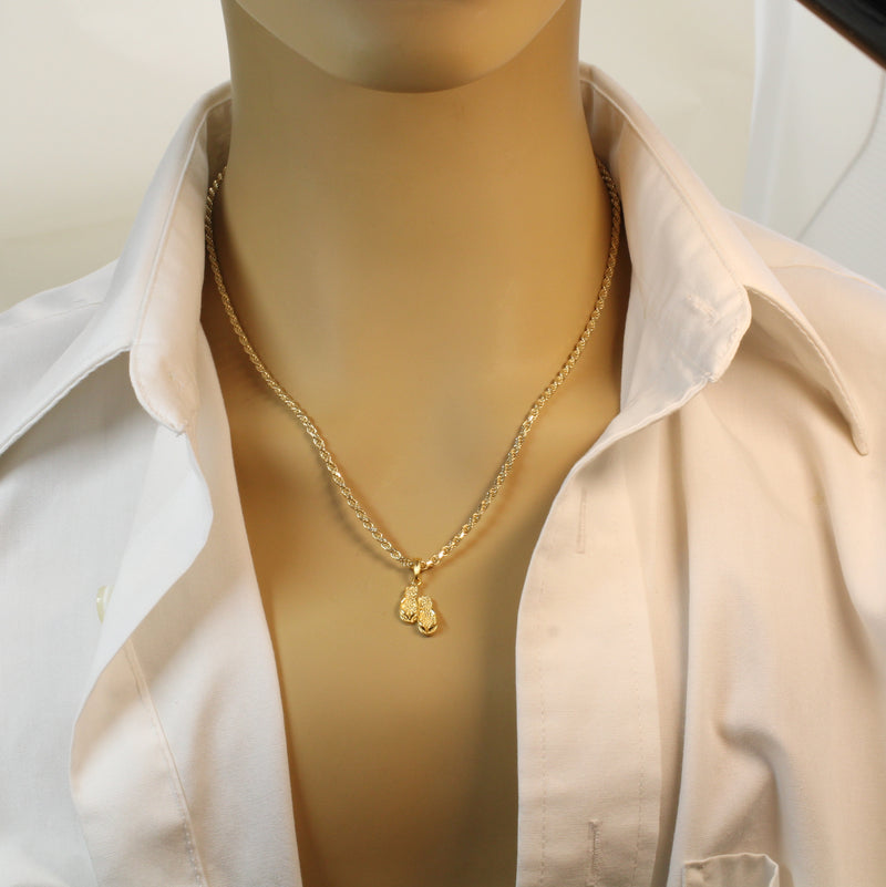 Gold 3-D Pair of Flip Flops Sandals Necklace made in 14kt gold vermeil