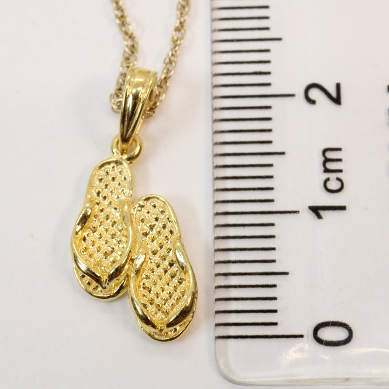 Gold 3-D Pair of Flip Flops Sandals Necklace made in 14kt gold vermeil