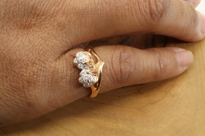 Rose Gold Womans Diamond Cotton Ring with Two Bolls